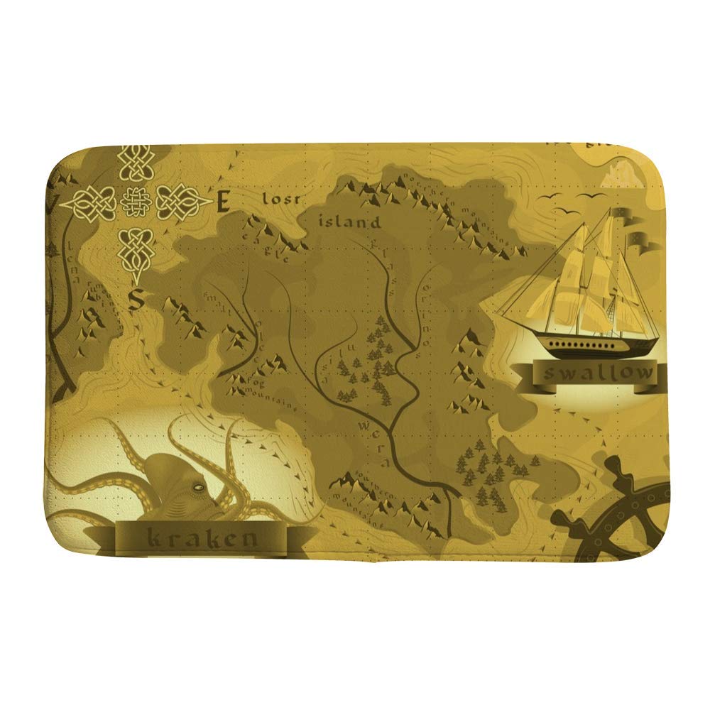 Tapis de bain antidérapant Kraken 91 x 61 cm grand format pour douche et baignoire