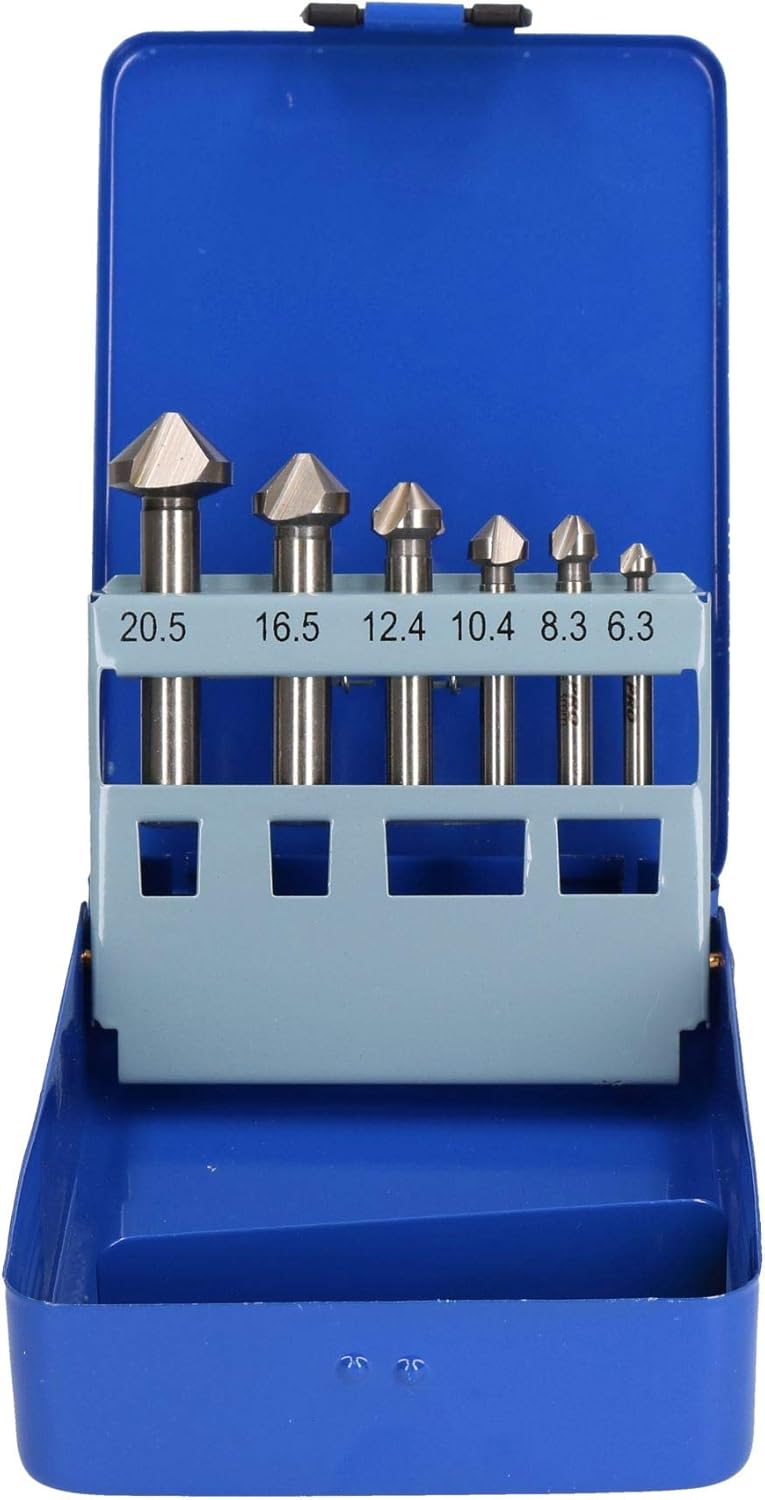 6pc HSS Countersink Countersunk Deburring Drills Tapered For Metal Wood