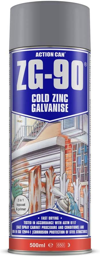 (PACK OF 3) 500ml Action Can ZG-90 Cold Zinc Galvanising Spray Paint (Silver galv colour)