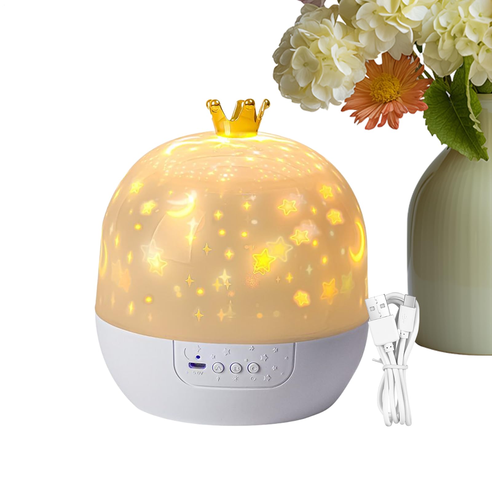 Veilleuse à projection d'étoiles - Lampe musicale portable rotative à 360