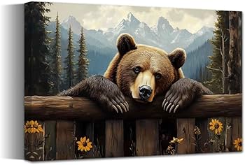 Amazon.co.jp: QLMDYJSW素朴なクマのウォールアート自然森の熊プリント