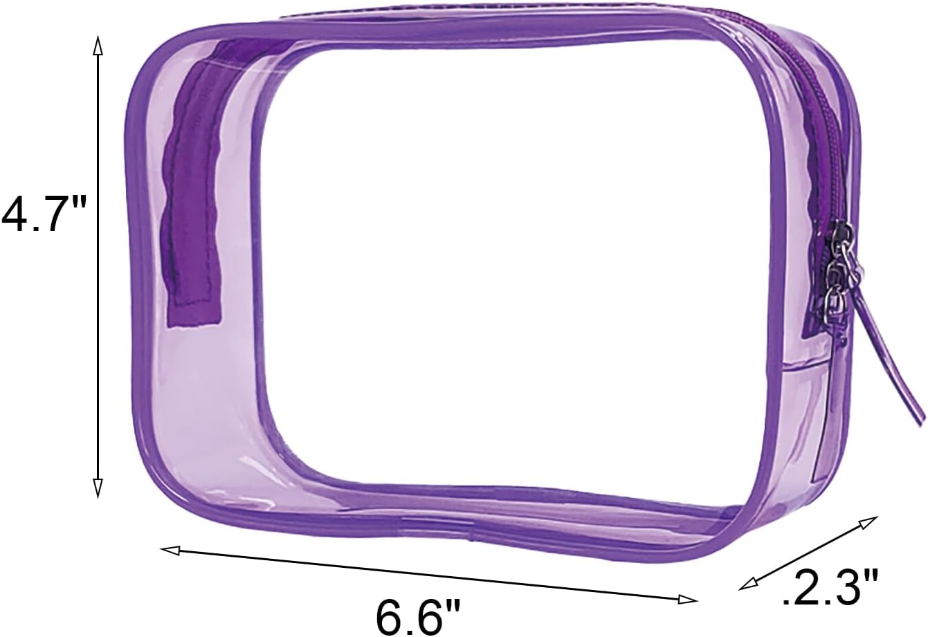 Condition photo showing Good Condition for Buminee Clear Travel Toiletry Bag, Lightweight Transparent TSA Cosmetic Pouch, Multipurpose For Traveling - Purple 1 Pack