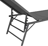 IDMarket - Set di 2 lettini da Giardino reclinabili Kailua in Acciaio Grigio Antracite e Tessuto Grigio - 6