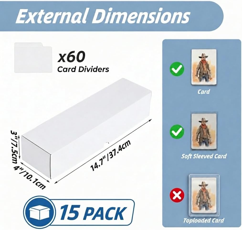 ZBEIVAN Trading Card Storage Boxes with Dividers, White 1100 Count Cards Collection Box for TCG/Magic/MTG Collection, 15 Pack image 2
