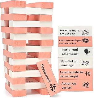 Ronronner Jeux Coquins pour Couples - 48 Pièces Jeu de Construction Romantique pour Couples - Blocs Créatifs pour Renforcer la Complicité, Idée Cadeau Interactive pour Époux et Amoureux-Rose
