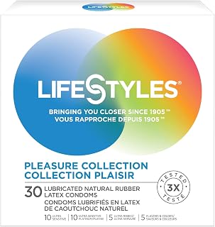 LifeStyles Pleasure Collection Condoms - 30 Count - New Packaging & Variety - Ultra-Sensitive, Ultra-Sensitive Platinum, Ultra-Ribbed, Flavors & Colors
