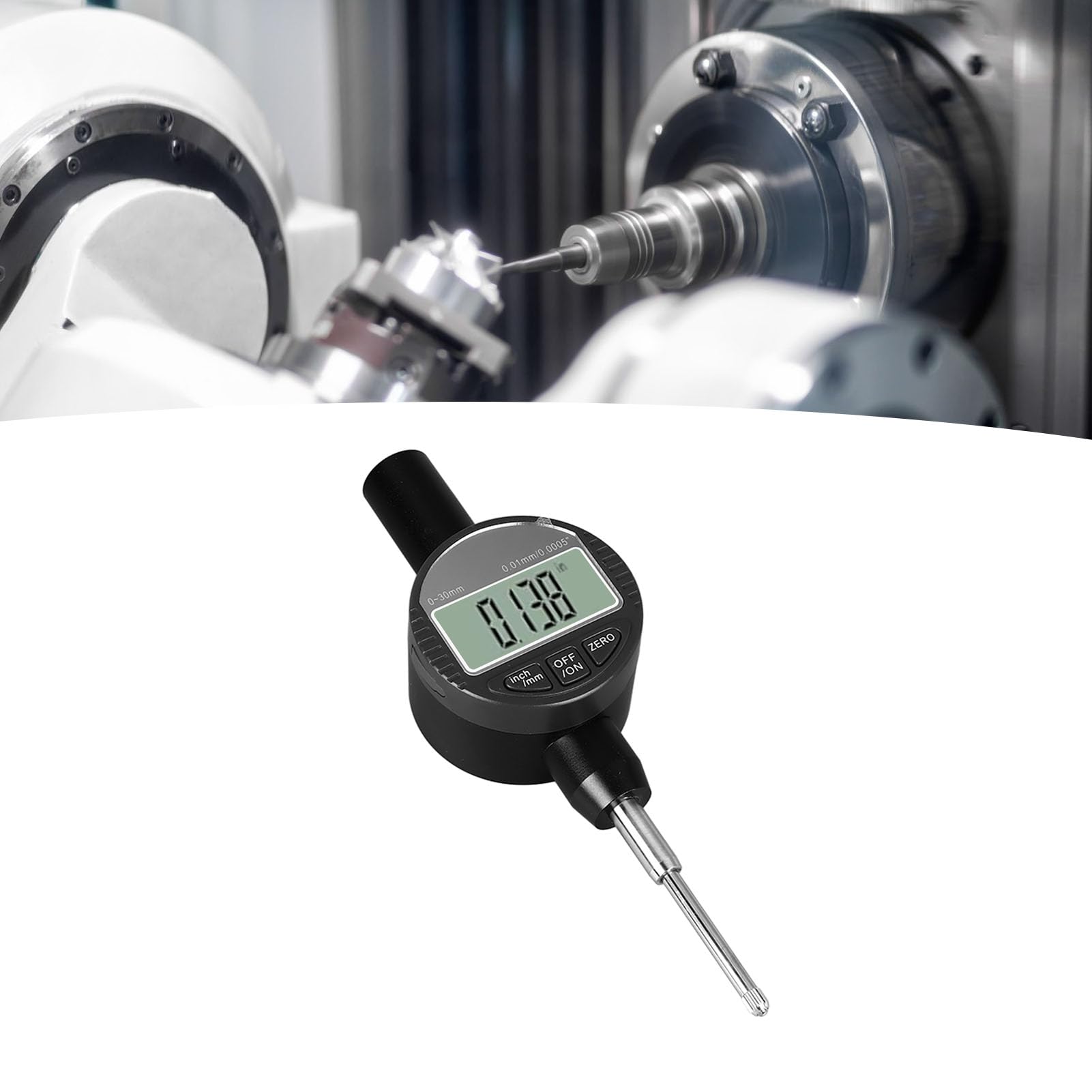 Indicador De Cuadrante Digital Resolución De 0,01 Mm/0,0005 Pulgadas, Rango De 0-30 Mm/0-1,2 Pulgadas, Sonda De Carburo, Medidor De Alta Precisión para Maquinaria Y Uso Industrial