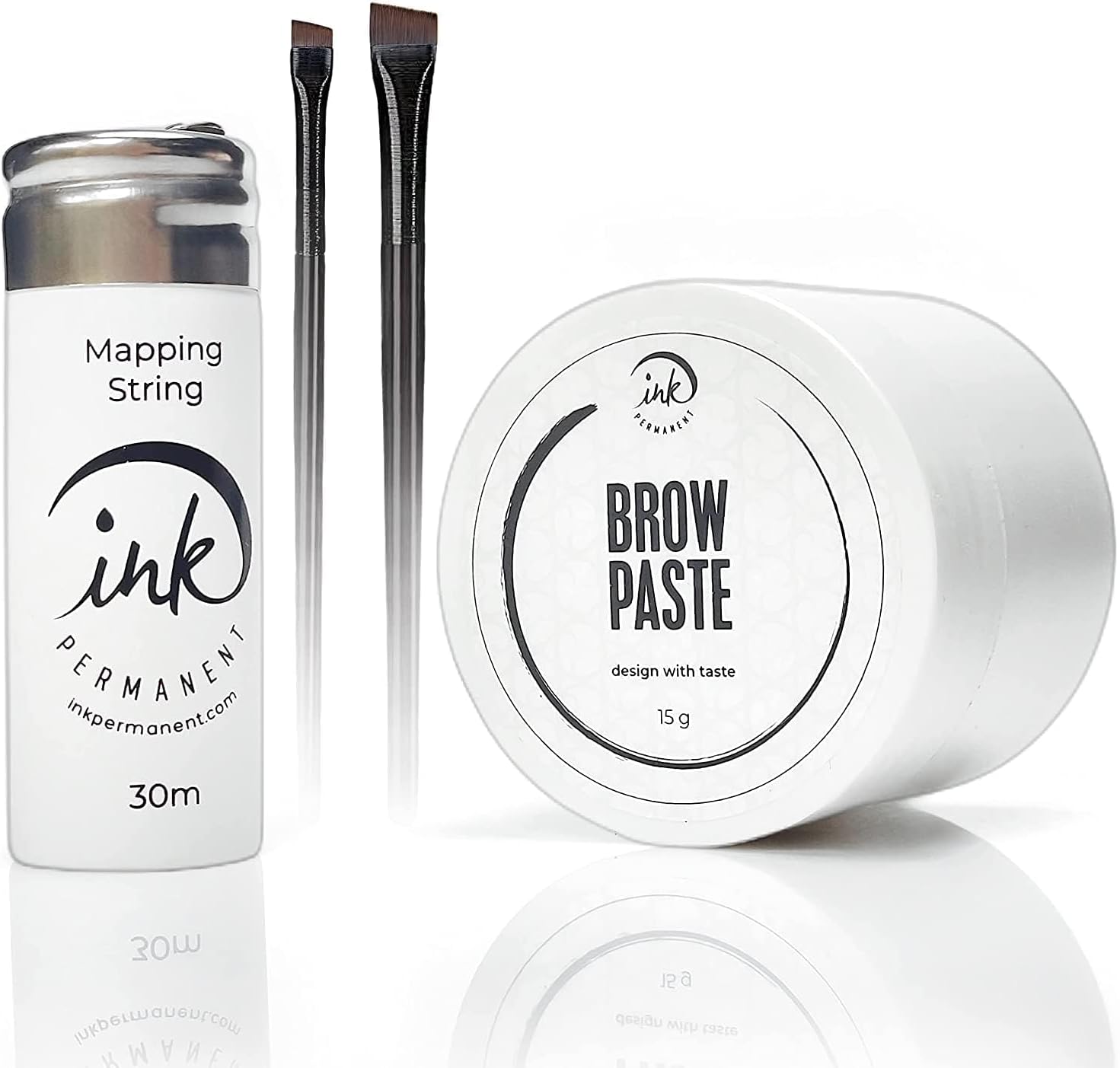 Brow Mapping Kit with White Brow Paste [Large 15g Bottle] White Brow Mapping String [30 m ] and 2 Eyebrow Brush Set for Microblading Supplies, PMU Supplies and Brow Brush Microblading Kit; Brow brush
