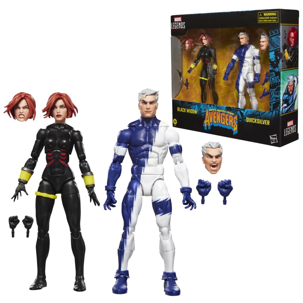 Marvel Legends Series, Black Widow y Quicksilver, Avengers: The Crossing, Figuras coleccionables de 15 cm inspiradas en los cómics