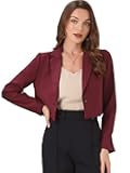 Women's Lapel Collar Open Front Cardigan Office Work Business Casual Cropped Blazer Jacket