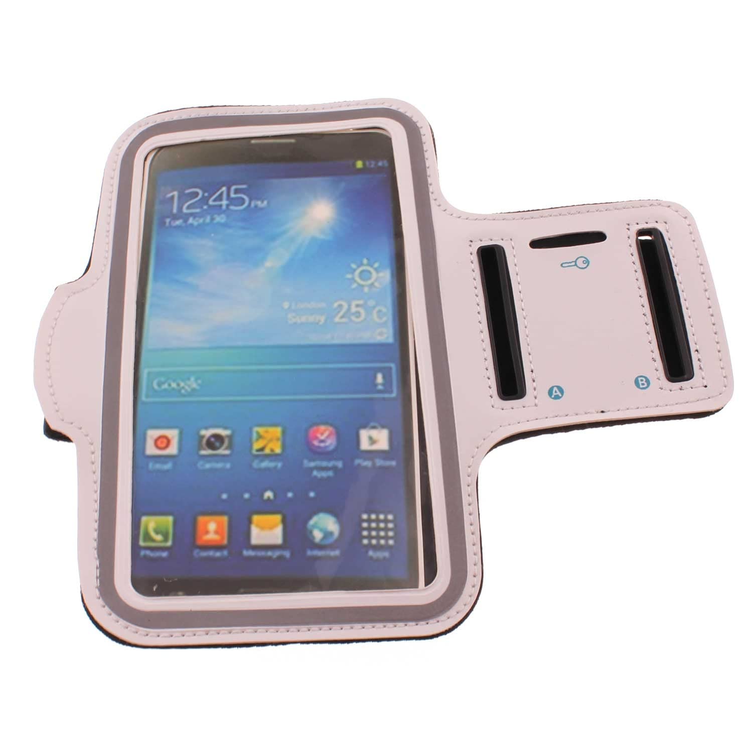 Fonus Running Armband compatible with iPhone 15 Pro Max/Plus - Sports White Gym Workout Case Cover Band for iPhone 15 Pro Max/Plus