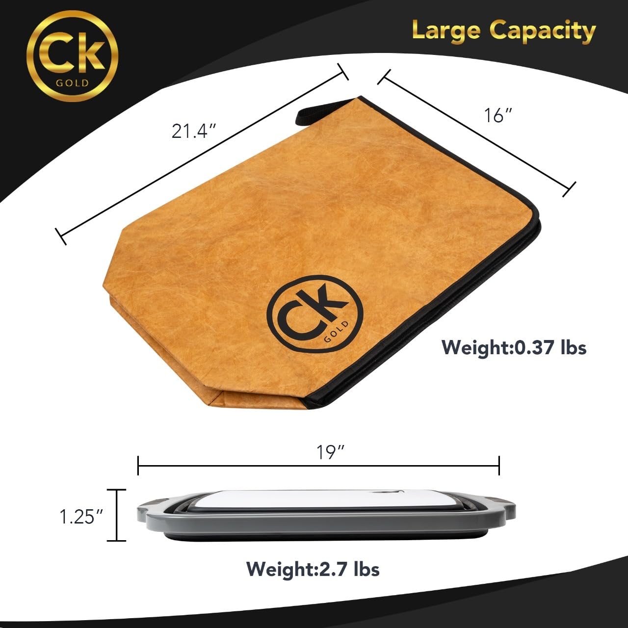 Tina plegable grande para preparación de barbacoa con tapa de bloqueo y bolsa de barbacoa para descansar carne, tabla de cortar plegable sin BPA con tapa, sin fugas, fuerte orificio de drenaje para 5