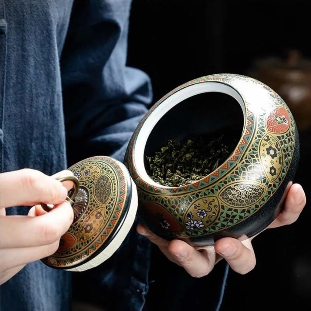 SONGCHAO Sugar Jar Ceramic Storage Jar Tea Jar Household Large Capacity Nut Kitchen Storage Jar with Lid Loose Leaf Tea Storage Jar Tea Canister (Color : A)