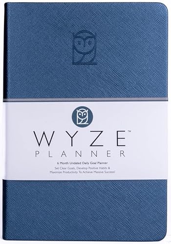 Wyze Planner Undated Daily Planner – 6-Month A5 Productivity Organizer with Full Page Per Day, Hourly Schedule, Goal Setting, Habit Tracker, Weekly & Monthly Pages – Hardcover Time Management Notebook (Blue)