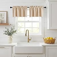 Vista 68 de NICETOWN Cortinas elegantes con caída de cascada para dormitorio, cortinas con jareta para barra estilo granja para sala de estar, cortinas rústicas