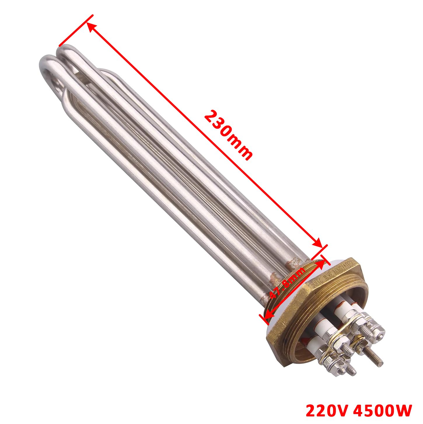 AIICIOO Élément chauffant électrique 3U 1,5" (DN40) Bride en laiton BSP avec anneau en silicone et couvercle en plastique 220/380V 4500W