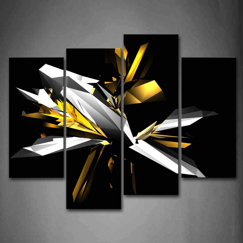 Black and Gold Wall Art Digital Abstract Black White Yellow Wall Art Painting Pictures Print On Canvas The Modern Picture for Living Room Kitchen Home Decor