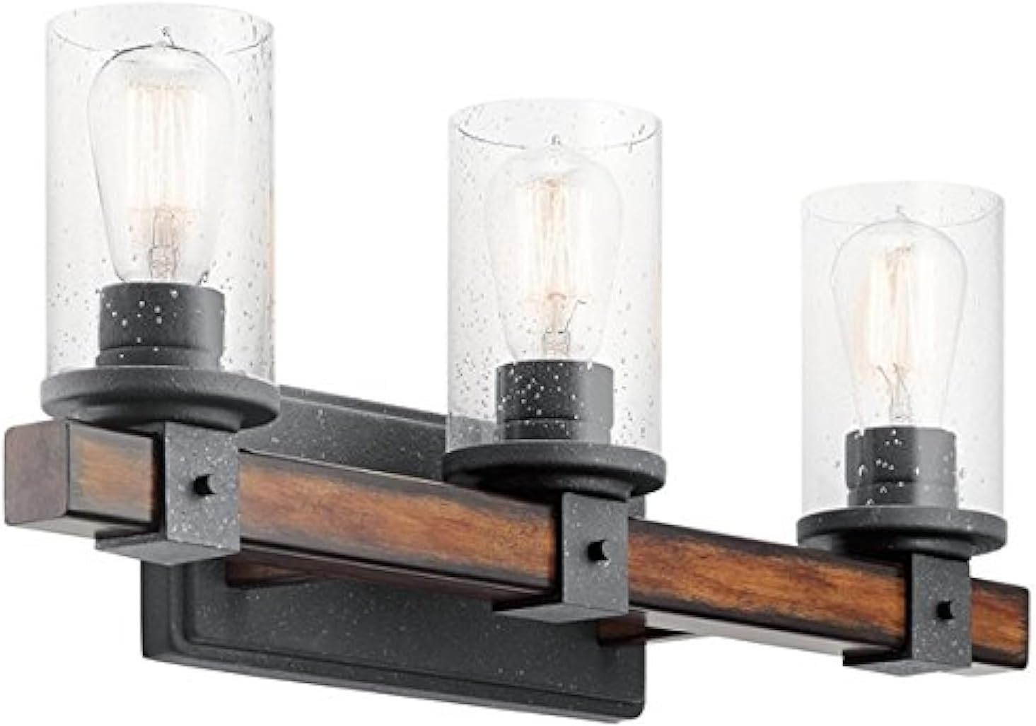 Kichler Lighting 3 Light Barrington Distressed Black and Wood Bathroom Vanity Light