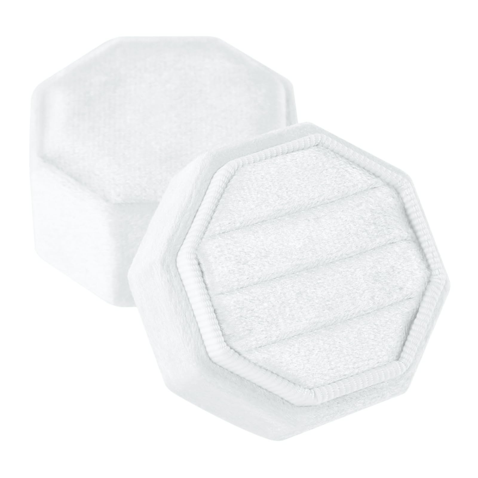 ljhnba Three Slot Rings Holder Octagonal Shape Flannel Jewelry Case Dustproof Rings Storage Box Suitable for Couples Anniversary Jewelry Case