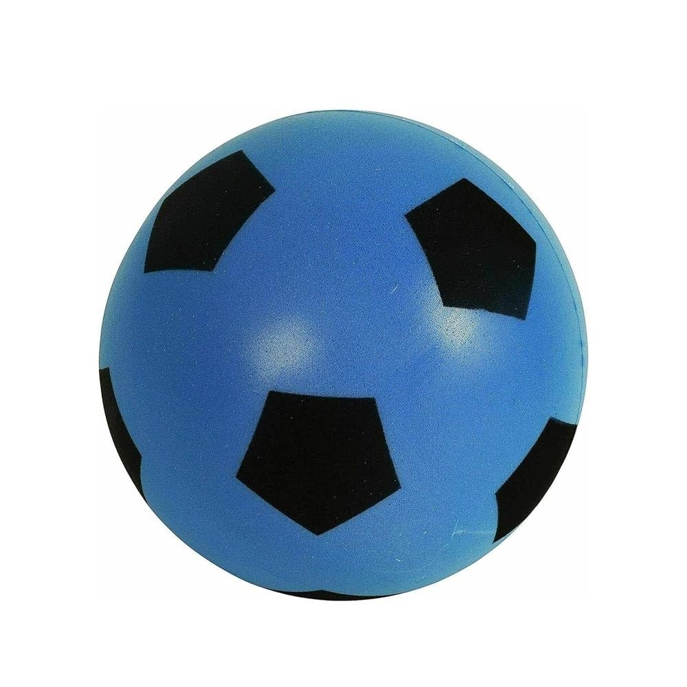 Size 4 Soft Foam Soccer Ball for Kids & Adults – Safe Sponge Football in Vibrant Colors | for Indoor Play, Outdoor Garden Games, Family Beach Games | Gift for Children - (17.5 cm) (Blue)