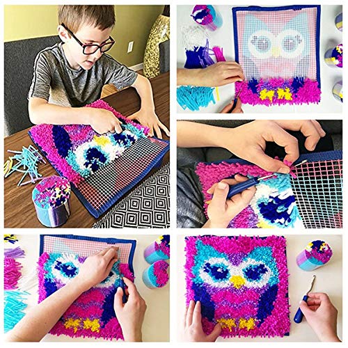 Emistem Latch Hook Kits For Adults - Diy Latch Hook Rug Kits For Kids, Crochet Kit For Beginners, Rug Making Kits With Printed Canvas, Gift Packaging. (Purple Butterfly, 20X20 Inch) #TOP6