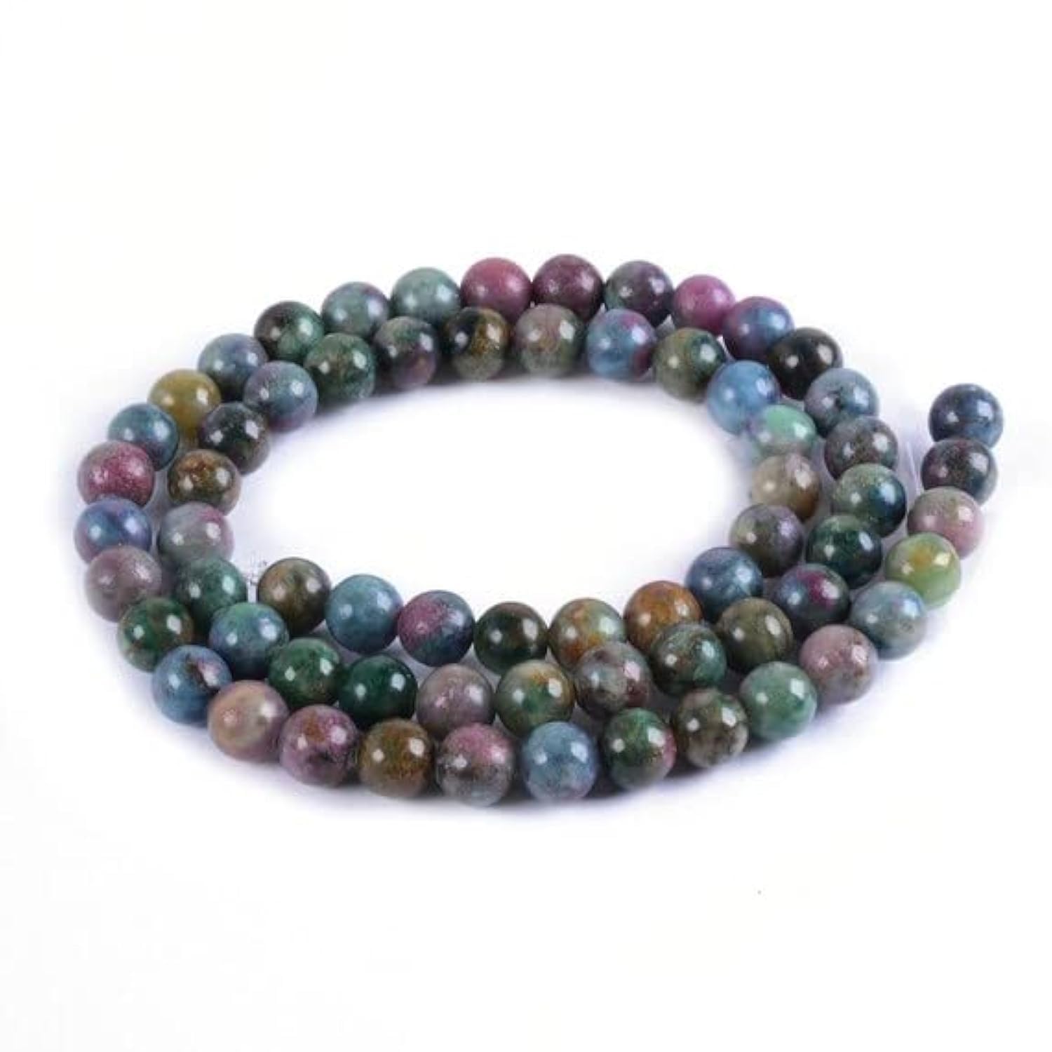 Perles en rubis fuchsite 6mm pour création de bijoux et colliers artisanaux de 40cm