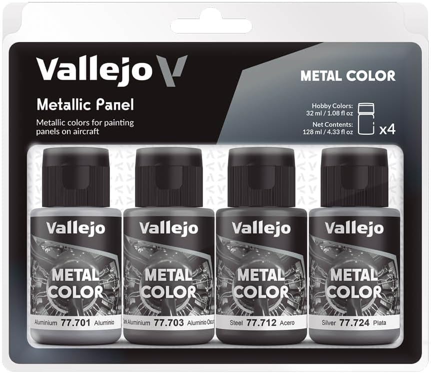 Acrylicos Vallejo VJP77601 32 ml Model Color-Metal Metallic Panel - Pack of 4