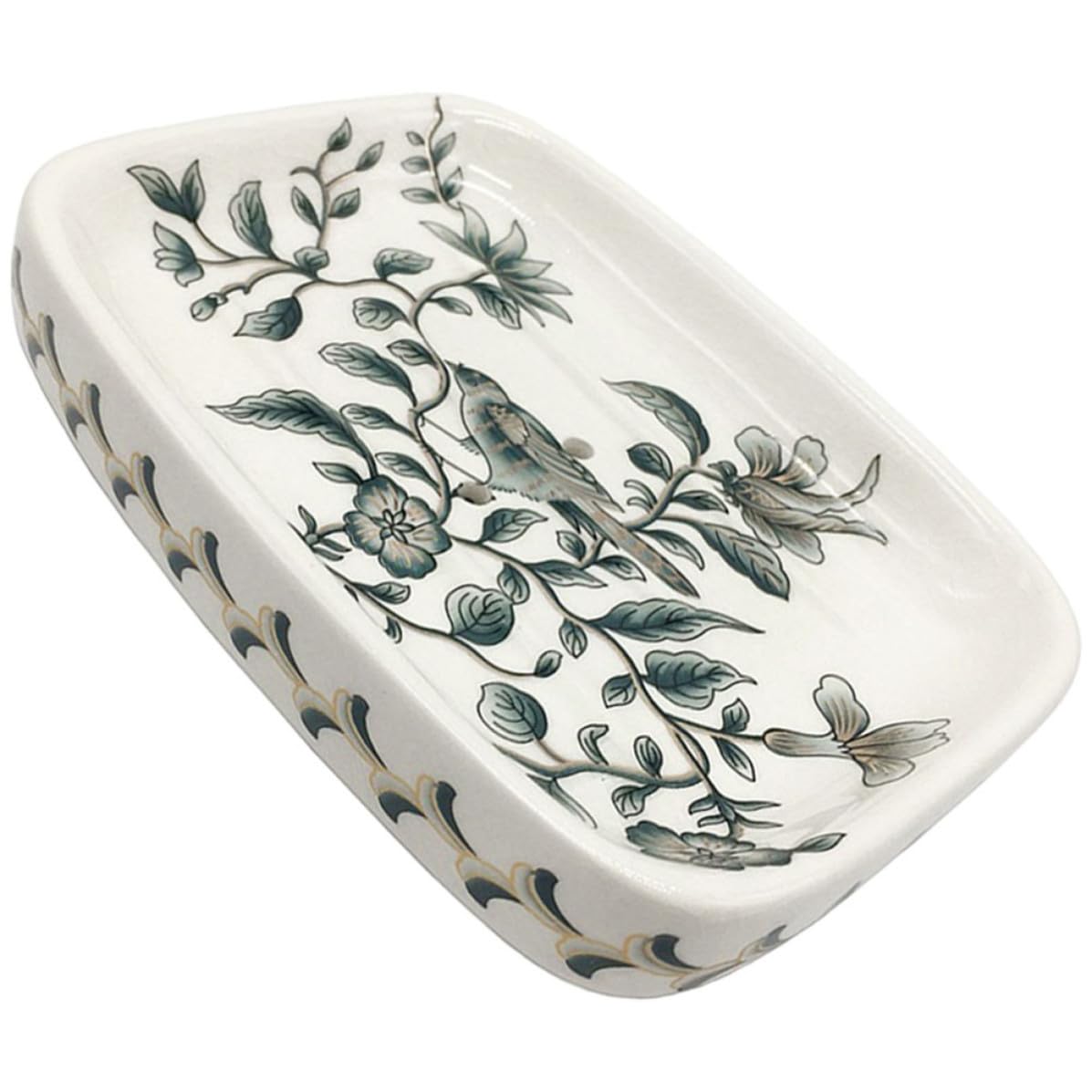 Porte-savonnette céramique blanc Jojofuny drainant pour douche toilette lavabo
