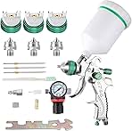 Professional HVLP Spray Gun Set Gravity Feed Air Spray Gun with 1.4, 1.7, 2.0mm Nozzles 20oz 600cc with Gauge for Auto Paint, Primer, Clear/Top Coat & Touch-Up (Not Suitable for Latex Paint)