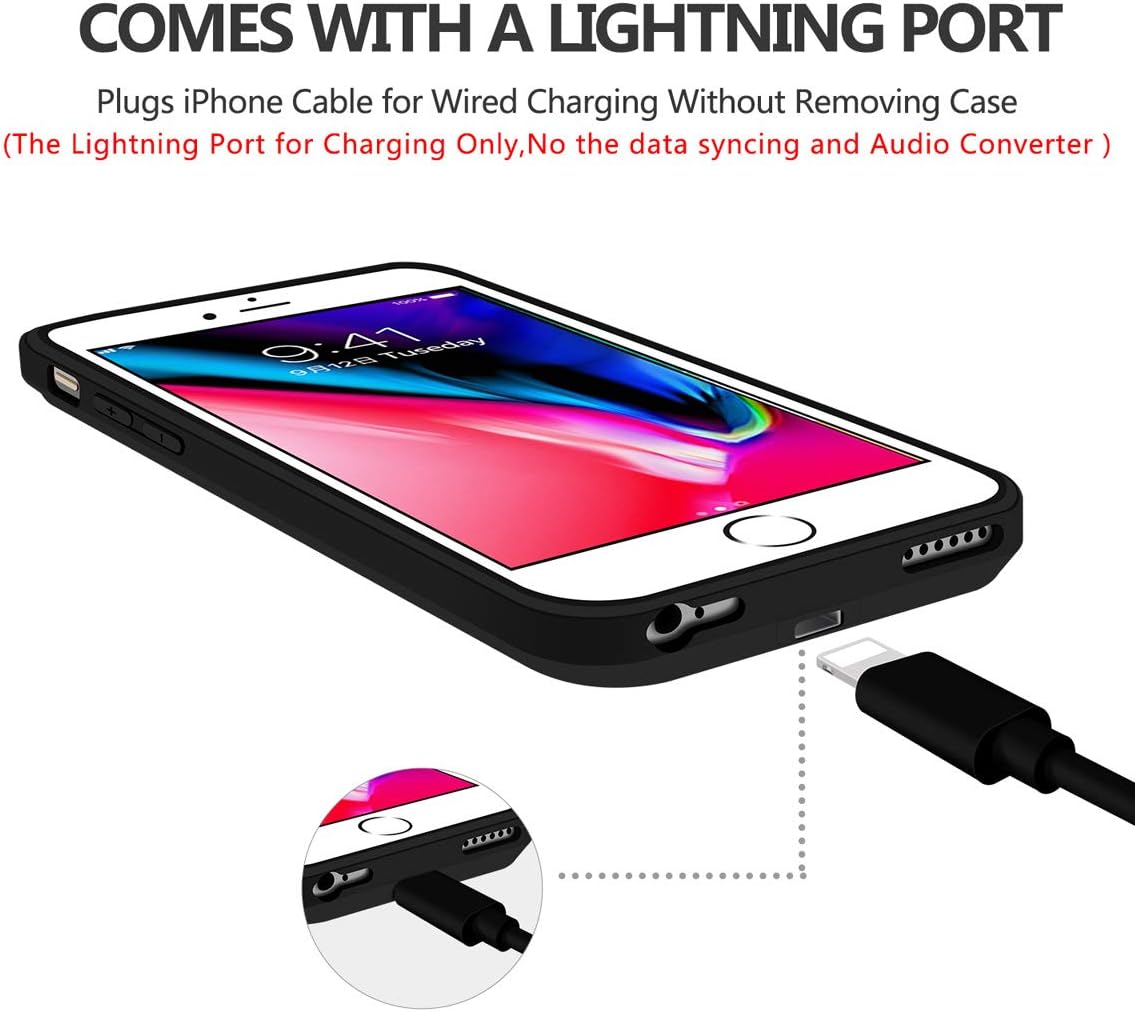 Qi Wireless Charging Case for iPhone 7/6(No Battery), ANGELIOX Wireless Charger Charging Receiver Back Cover,Soft TPU Protective Case,Brushed Surface Finish,with Cable Charging Port(4.7 inch)