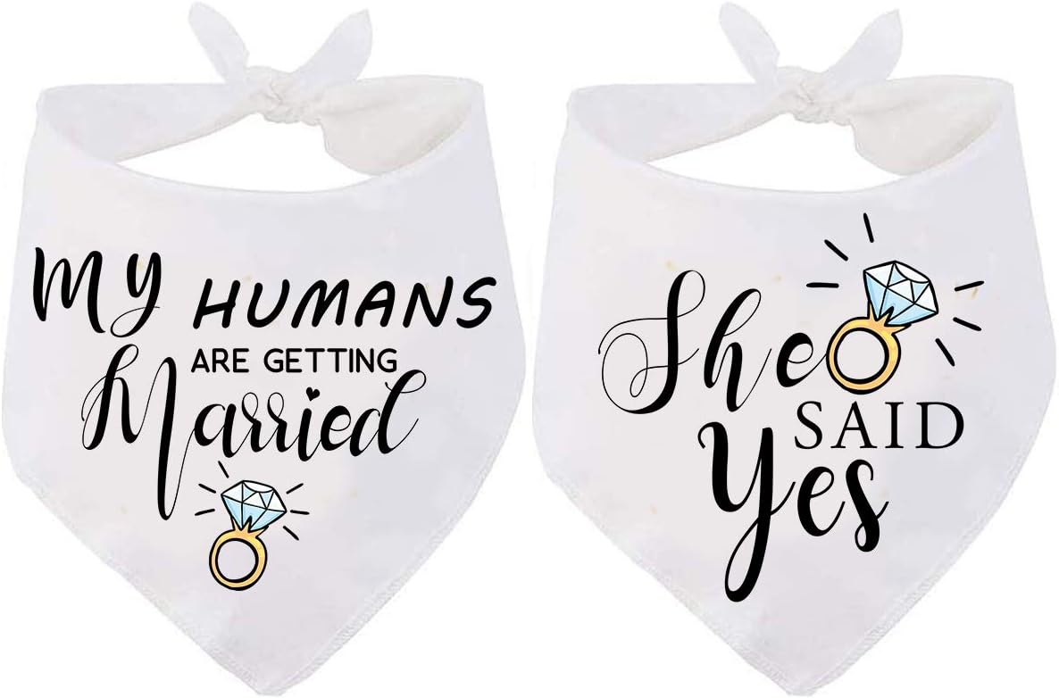 Yangmics Direct My Humans are Getting Married she Said yes Dog Bandanas White