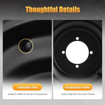 10 ATV Wheels Tire Rim, 22x10-10 Front/Rear Quad Tire Wheel Rim Iron&Rubber Tire with Rim Wheel One Tire Mounted on One Rim for ATVs And Go Karts As Front Or Rear Wheel