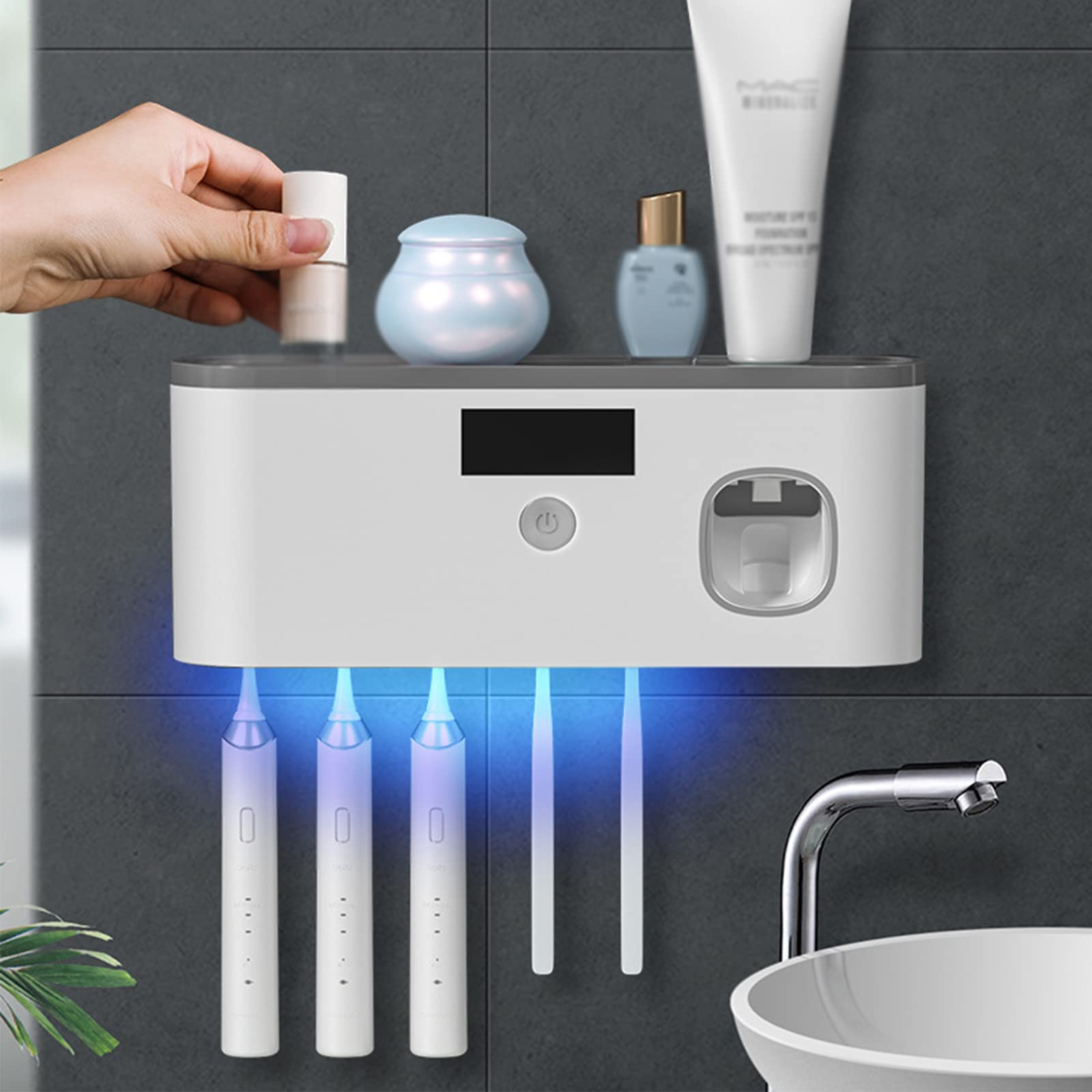 Sterilizzatore UV Per Spazzolini Da Denti Con Asciugatura 60°C - Modello Nuovo, Ricarica USB, Montaggio A Parete