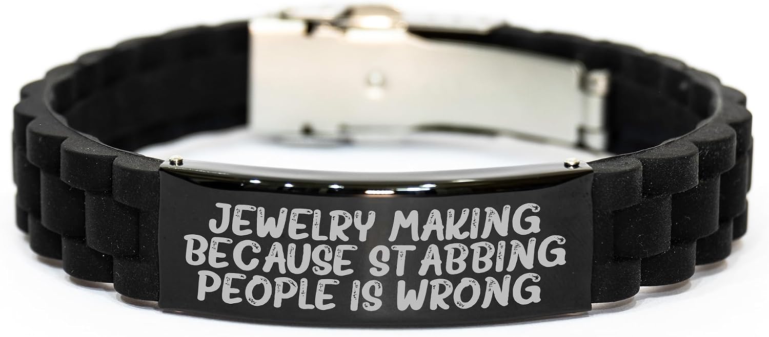 Funny Jewelry Making Gifts from Mom - Adjustable Black Glide lock Clasp Bracelet for Jewelry Making Lovers, Mothers Day Unique Gifts from Women to Men, Friends, and Family