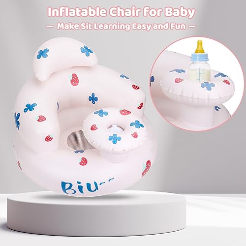 Miniatura 6 de Asiento inflable para bebés de 3 meses en adelante, asiento de apoyo para bebé, silla para sentarse, asiento de piso con bomba de aire integrada