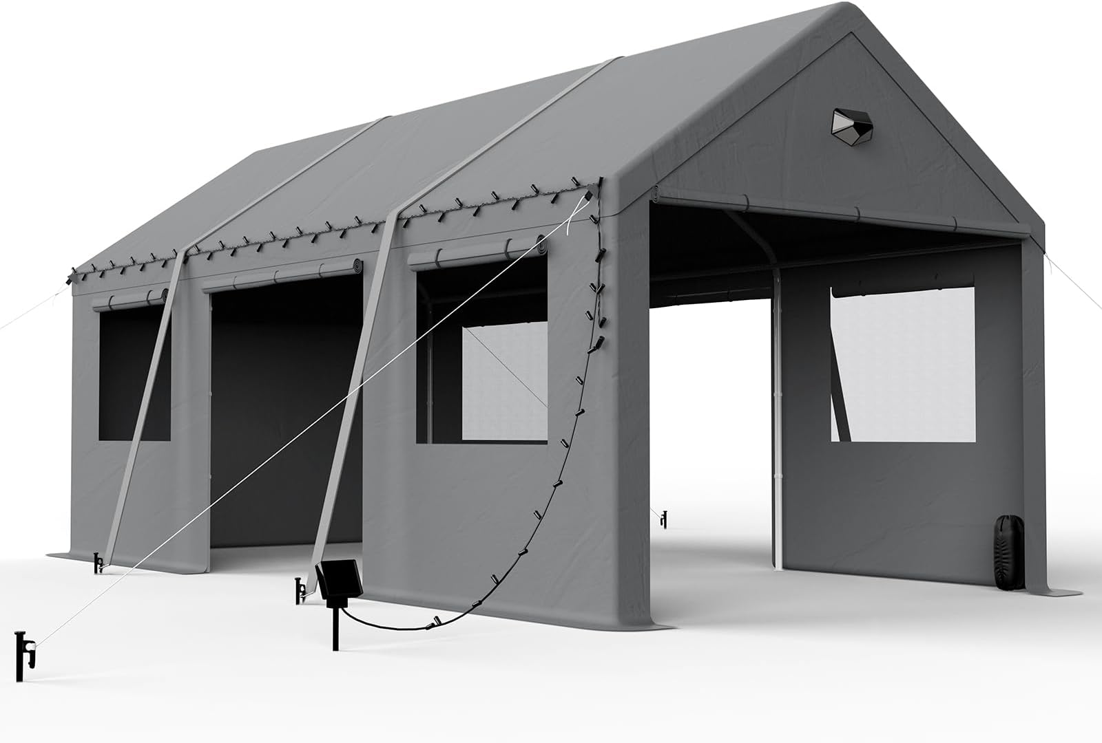 10x20 Carport Canopy, Heavy Duty Car Port with Sidewalls, Portable Garage Carports with 4 Roll Up Doors, Grey