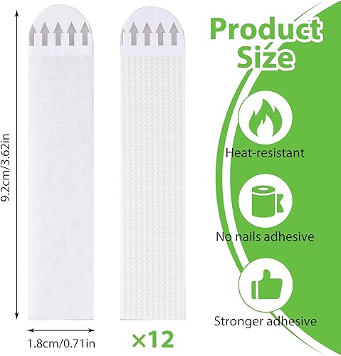 Miniatura 4 de Ouligay 12 pares de tiras para colgar, tiras colgantes sin daños, ganchos para marcos sin clavos, tiras adhesivas de pared, tiras para colgar