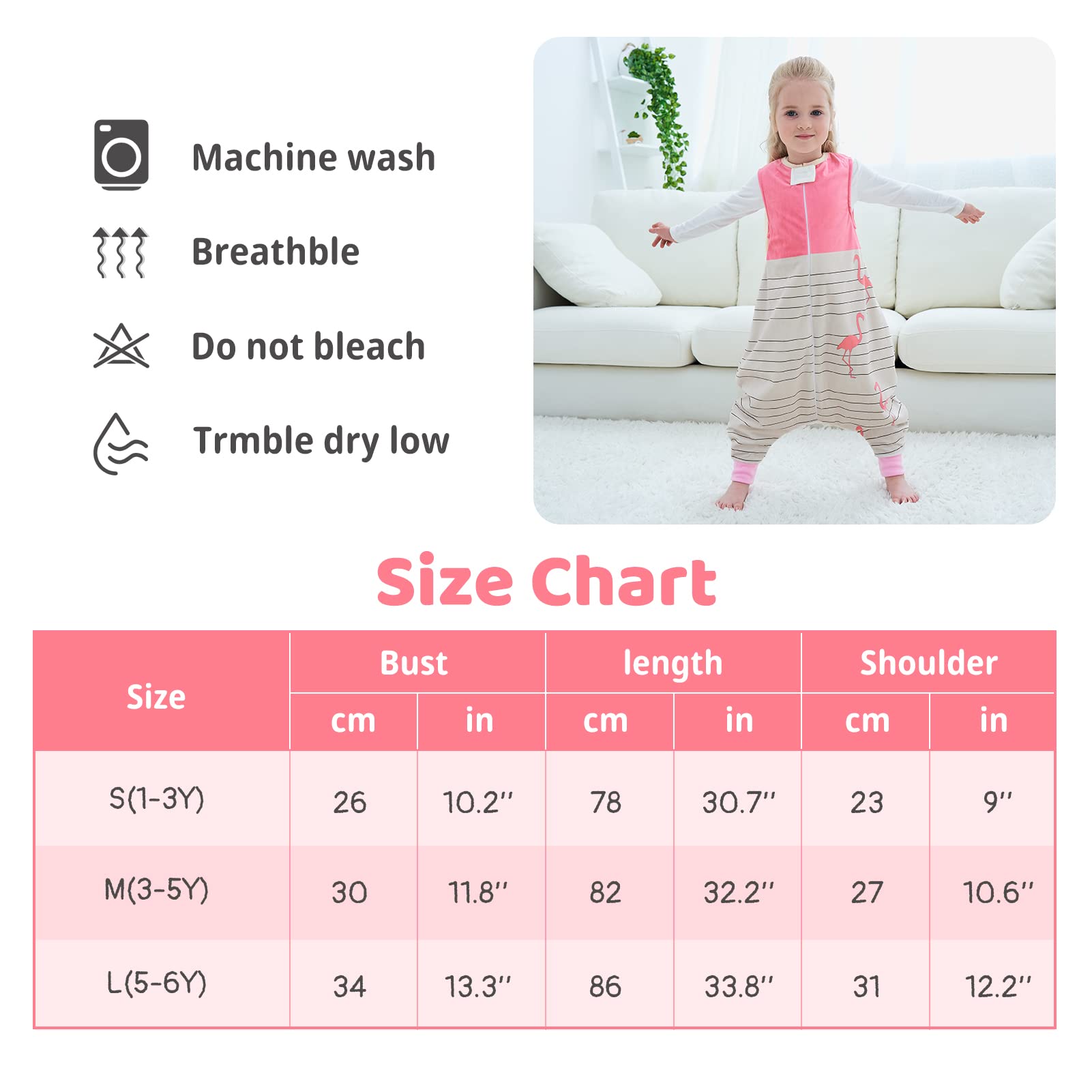 Vine Sacco Nanna Con Piedini 1.5 Tog Super Morbido E Caldo Quattro Stagioni Sacco Nanna Per Bambini 1-6 Anni Con Motivo Animalier