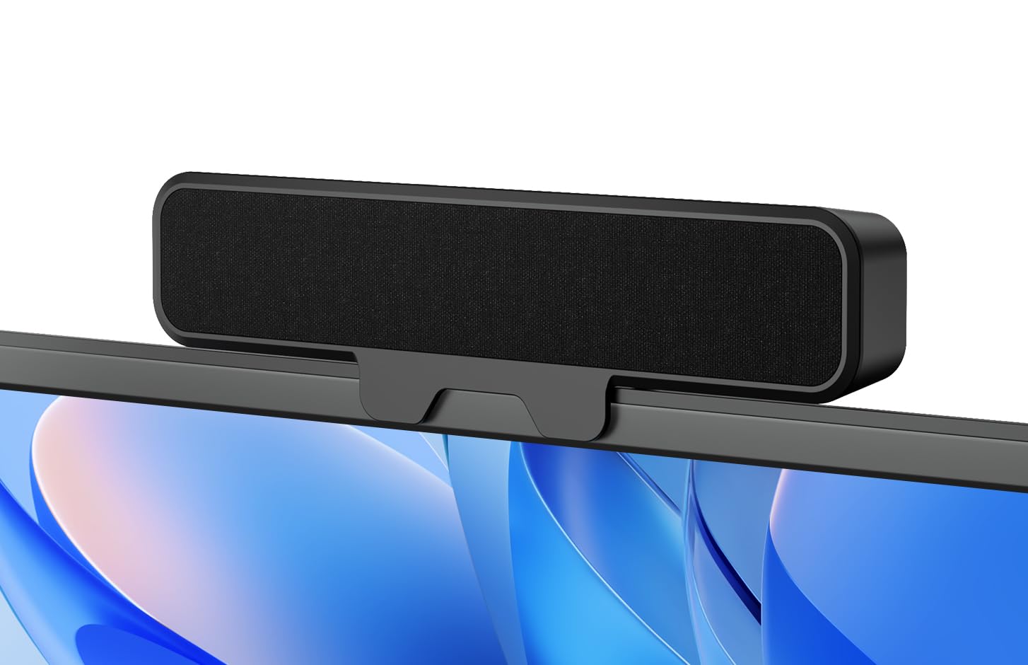 Plyee Audio Altoparlanti per Computer Desktop, Sound Bar Stereo con Clip per Monitor, Bassi Profondi, Plug and Play, Integrato Type-C & USB-A