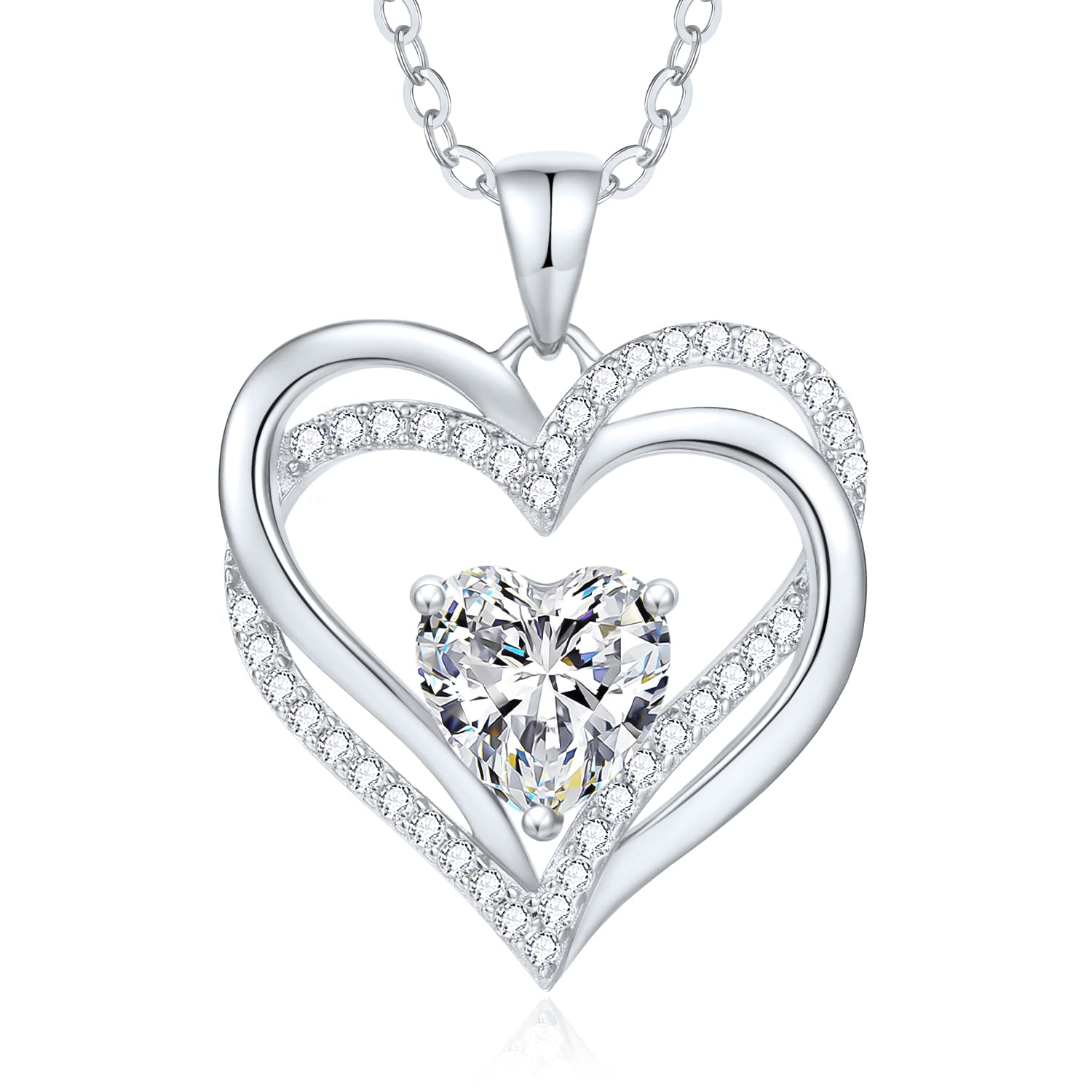 CDE Kette Damen Herzkette 925 Sterling Silber Geburtsstein Halsketten Schmuck Herz Anhänger Weihnachten Valentinstag Muttertags Geschenk Hochzeit Jubiläum Geburtstag Frau Freundin Mama | Geschenk für Weihnachten Valentinstag Muttertags Geschenk Hochzeit J