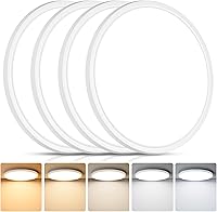 Brightever 4-Pack 12 Inch Slim LED Flush Mount Ceiling Lights, 24W 3200LM Dimmable 5CCT 2700K-6500K for Bedroom, Laundry, Kitchen