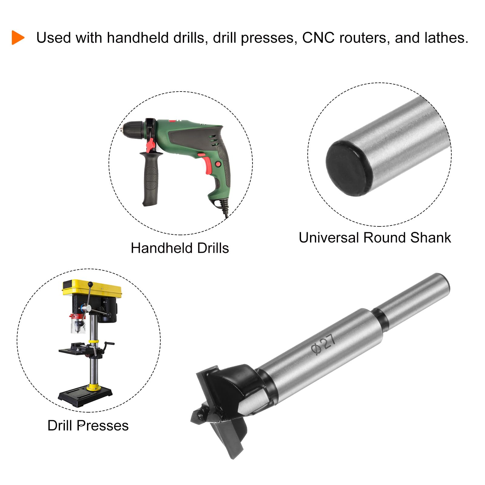 Boomway 1-1/16” (27mm) Carbide Forstner Drill Bit – YG6X, Perfect