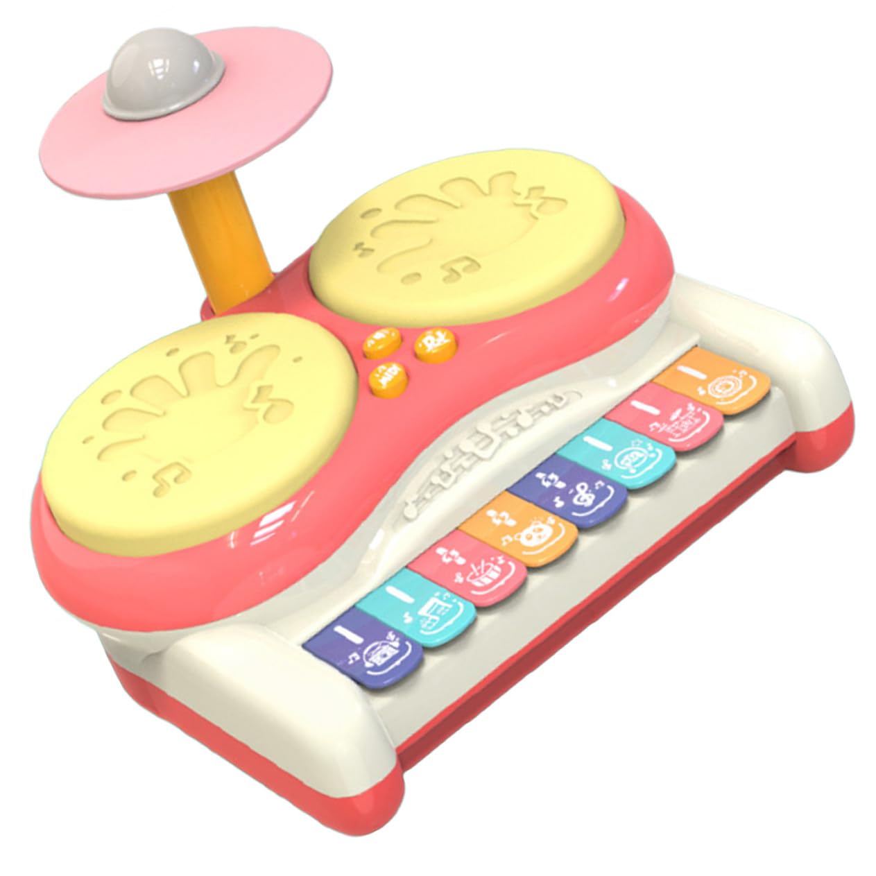 Juguete Musical de Percusión para Niños, Batería Infantil Multifuncional, Tamaño Mediano, Color Rosa, Juguete Educativo para Bebés, Instrumento Musical de Iniciación, sin Pilas,