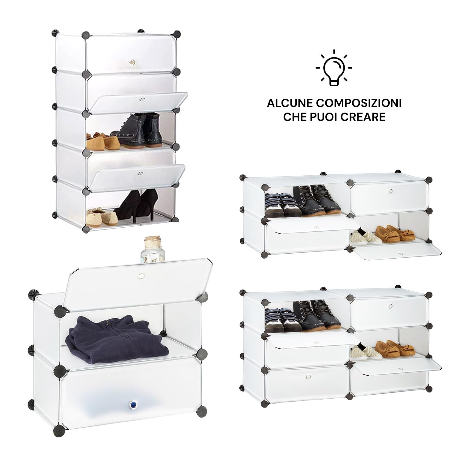 Avilia Scaffale 10 Ripiani Modulabili Impilabili 40x30x17 cm – Struttura Componibile Salvaspazio in Plastica Opaca Resistente per Casa, Ufficio, Guardaroba e Ripostigli