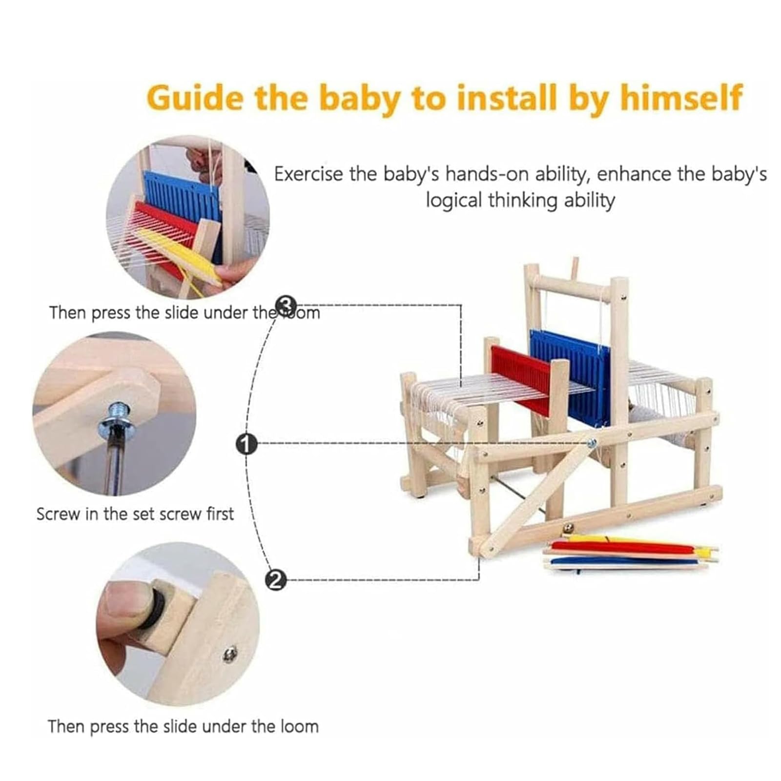 MObyat Tisch-Webstuhl-Set Aus Holz, DIY-Handstrick-Webmaschine, Erhältlich In Verschiedenen Größen, Einstellbare Spannung Der Vertikalen Linien, Abgerundete Und Glatte Abgeschrägte Kanten
