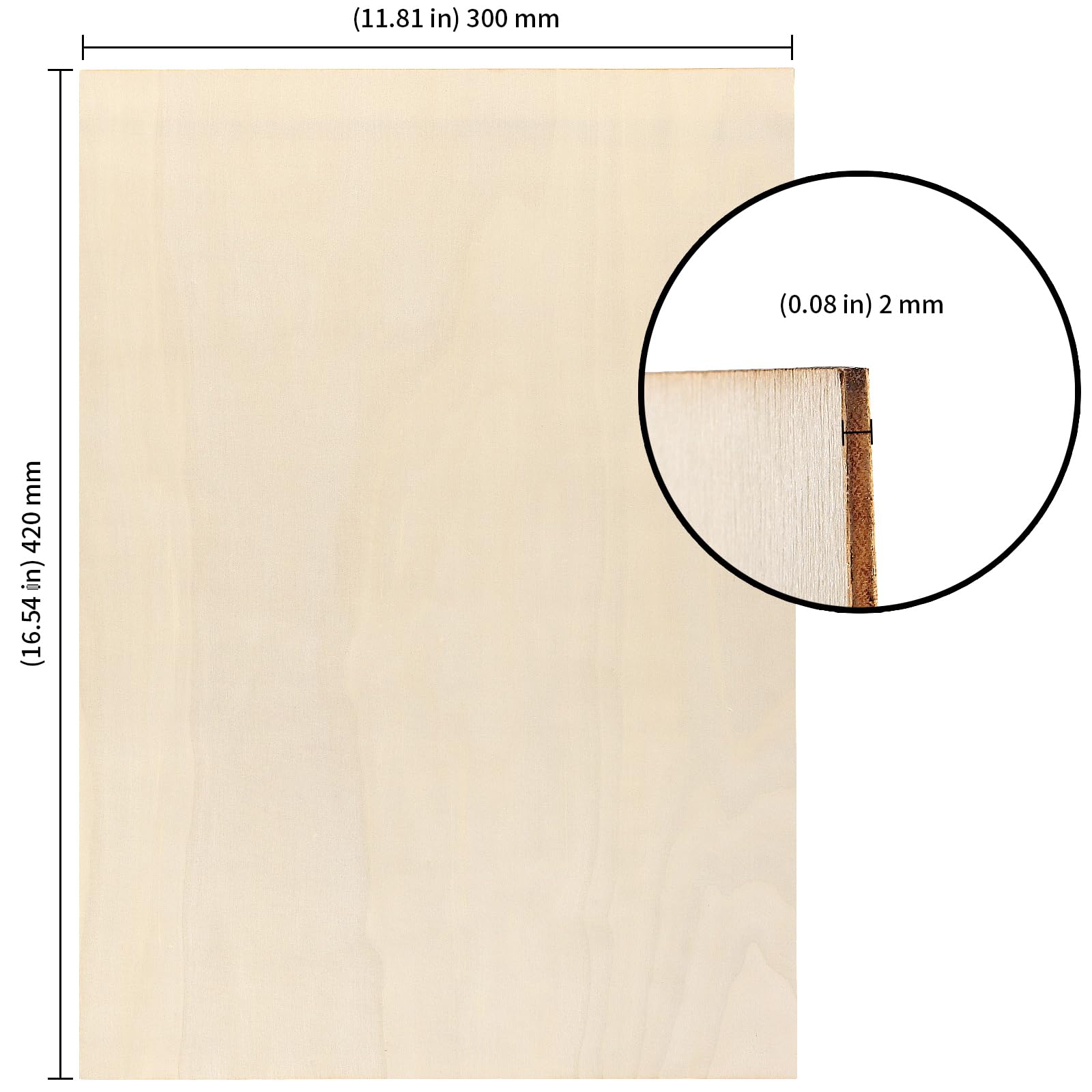 KEILEOHO 10 sztuk sklejki A3 o grubości 2 mm, 420 x 300 mm, płyty drewniane, do majsterkowania, rękodzieła