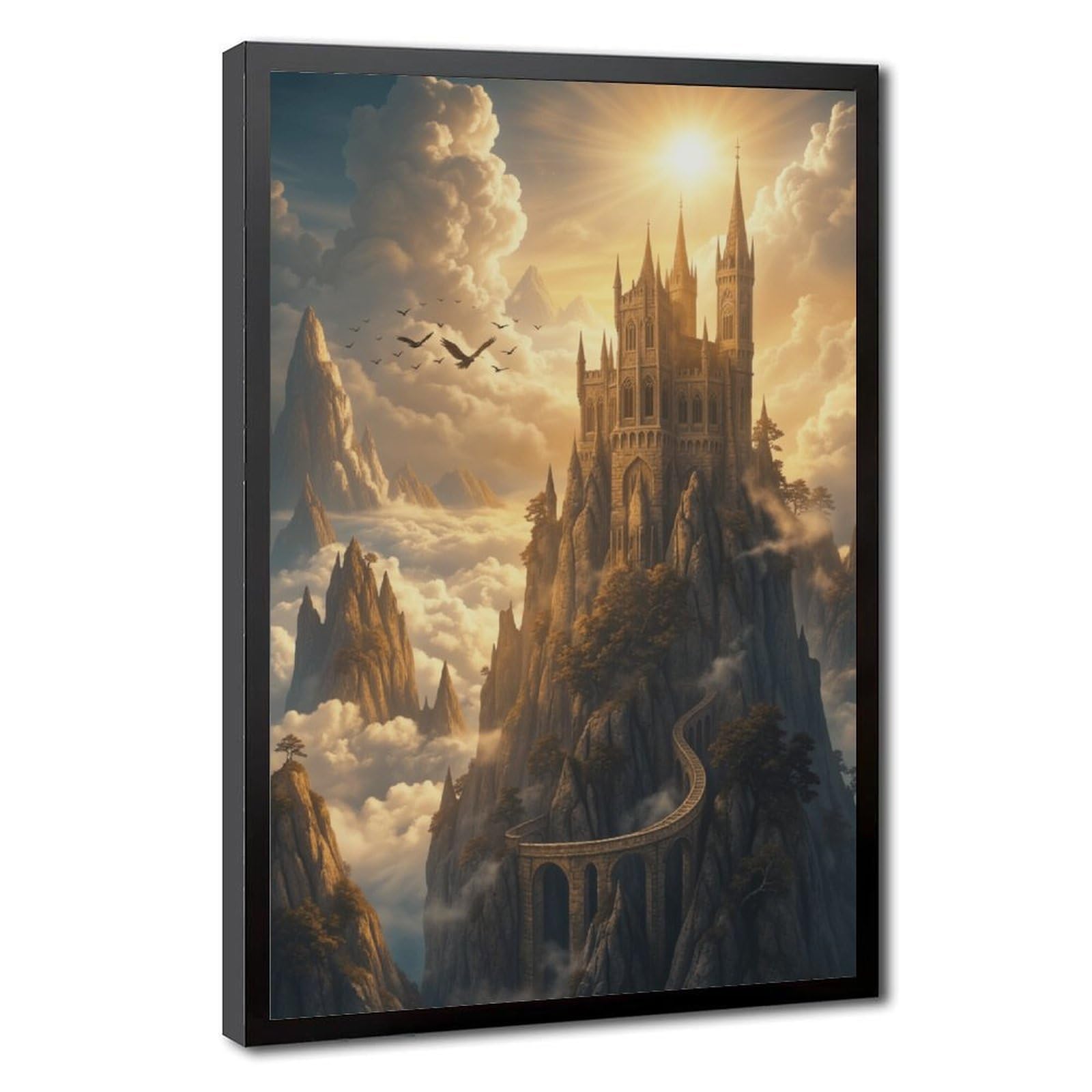 ELKPDOE Cloud Sanctum Requiem Forgotten World Poster 1 Canvas Poster Bedroom Decor Sports Landscape Office Room Decor Gift Black Frame 24" L X 36" W