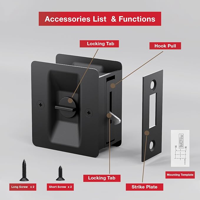 Cerrojo para puerta corrediza negro mate, pack de 2 miniatura 8