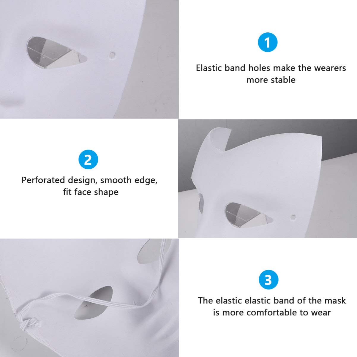 HEALLILY Malbare Papiermaske 12Pcs Diy Vollgesichts-Cosplay- Leere Halbgesichts-Maskerademasken Opernmasken Einfache Karnevalmaske für Halloween-Malerei-Partydekorationen (?) Weiße Gesichtsmaske