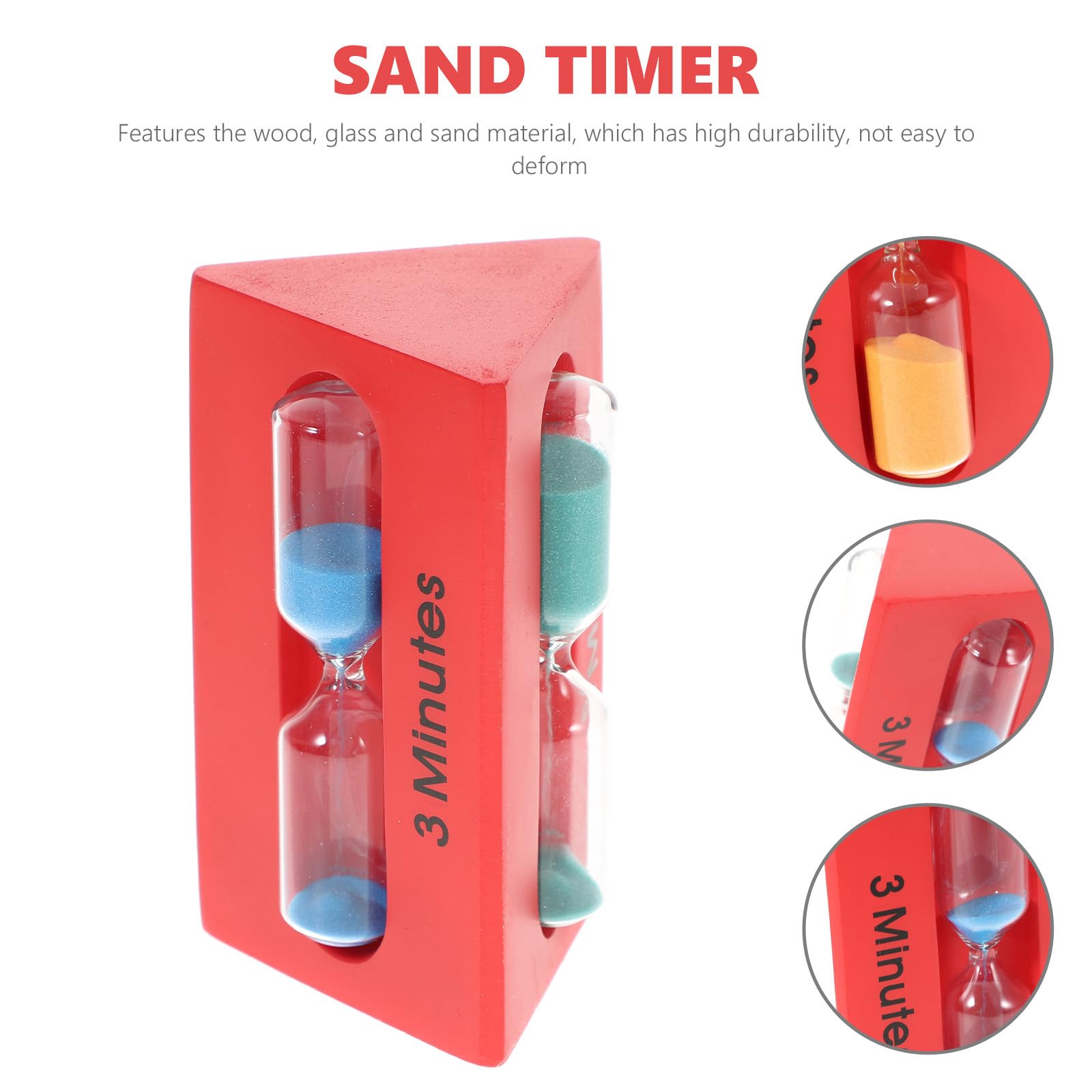 Temporizador de Arena Diseño Multipropósito Material de Madera y Vidrio 3/5/7 Minutos para Baño para Estimular los Sentidos en Niños